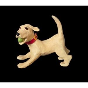 Rare Judie‎ Bomberger SAM THE DOG Playful Folk Art Figurine Handpainted Signed